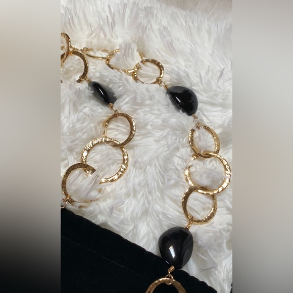 πHost Pickπ Vintage Gold w/ black stone Statement Necklace NWT - Picture 6 of 14
